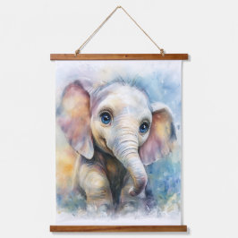 Whimsical Ghibli Inspiriert Baby Elephant Art Prin Wandteppich Mit Holzrahmen