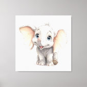 Whimsical Ghibli Inspiriert Baby Elephant Leinwanddruck (Vorderseite)