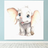 Whimsical Ghibli Inspiriert Baby Elephant Leinwanddruck (Insitu (Holzboden))