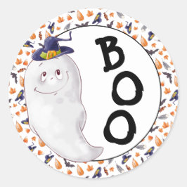 Whimsical Ghost Boo Halloween Runder Aufkleber