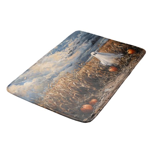 Whimsical Ghost Corn Field Pumpkins Badematte (Schrägansicht)