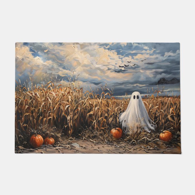 Whimsical Ghost Corn Field Pumpkins Fußmatte (Vorderseite)