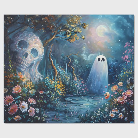 Whimsical Ghost Garden Entdeckungsreise Geschenkpapier (Flach)