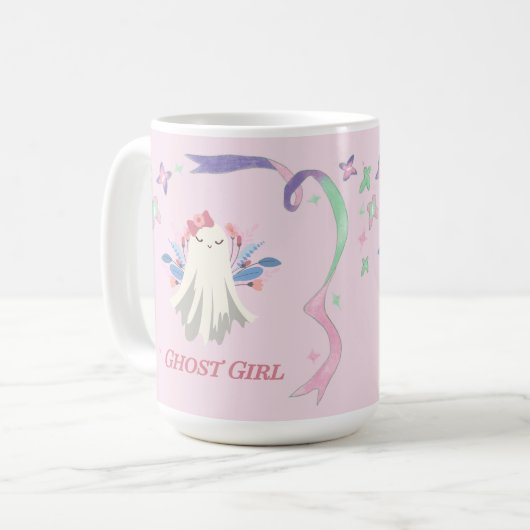 Whimsical Ghost Girl Fun Pastel Halloween-Party Kaffeetasse (Vorderseite Links)