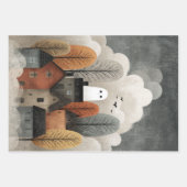 Whimsical Ghost Illustration Spooky Niedlich Hallo Geschenkpapier Set (Vorderseite 3)