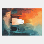 Whimsical Ghost Illustration Spooky Niedlich Hallo Geschenkpapier Set (Vorderseite 2)
