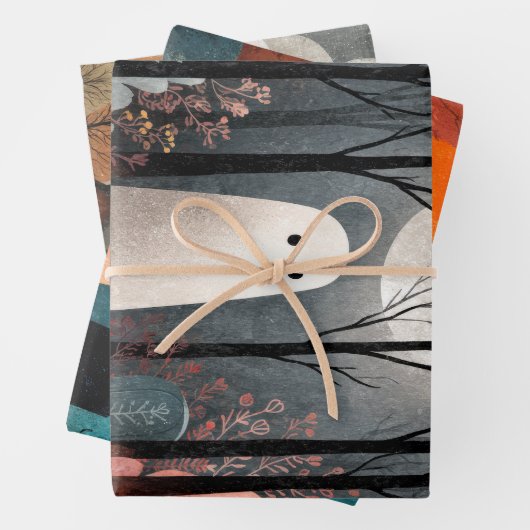 Whimsical Ghost Illustration Spooky Niedlich Hallo Geschenkpapier Set (Beispiel)