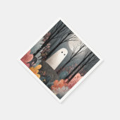 Whimsical Ghost Illustration WasserfarbenHalloween Serviette (Ecke)