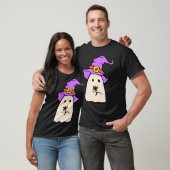 Whimsical Ghost mit Hexenhut und Blume T-Shirt (Unisex)