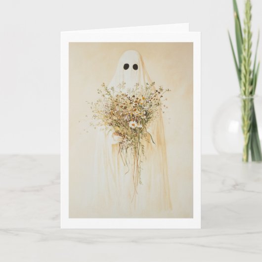 Whimsical Ghost mit Wildblumen Einladung (Vorderseite)