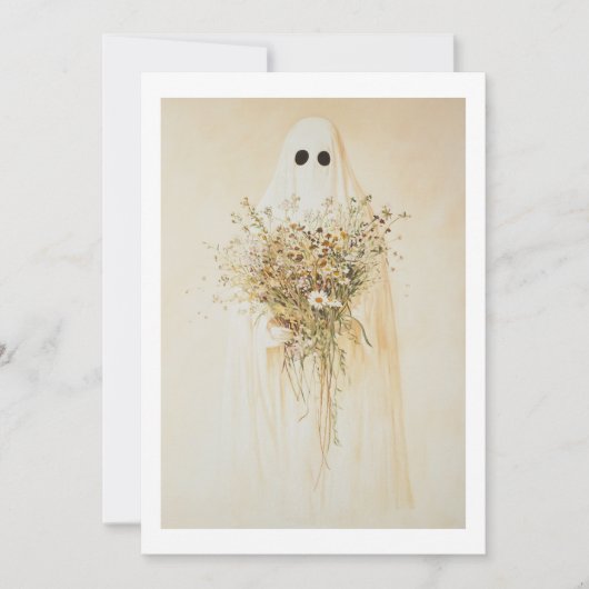 Whimsical Ghost mit Wildblumen Einladung (Vorderseite)