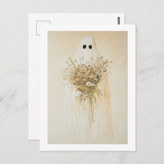 Whimsical Ghost mit Wildblumen Postkarte (Vorne/Hinten)