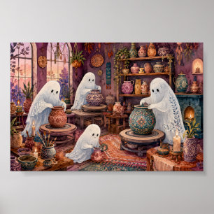 Whimsical Ghost Töpferei Studio Cozy Goth Keramik Poster