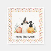 Whimsical Ghost und Black Cat Halloween Serviette (Vorderseite)