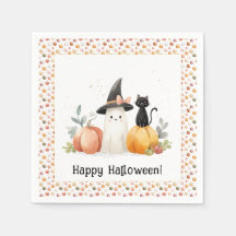 Whimsical Ghost und Black Cat Halloween