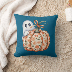 Whimsical Ghost und Floral Pumpkin Flüchtige Blick Kissen