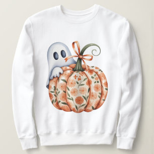Whimsical Ghost und Floral Pumpkin Flüchtige Blick Sweatshirt