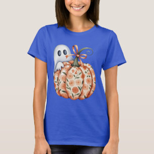 Whimsical Ghost und Floral Pumpkin Flüchtige Blick T-Shirt