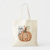 Whimsical Ghost und Floral Pumpkin Flüchtige Blick Tragetasche (Vorne)