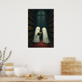 Whimsical Ghosts in a Cosy Reading Haven - Bibliot Poster (Küche)