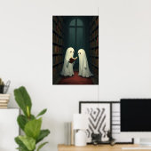 Whimsical Ghosts in a Cosy Reading Haven - Bibliot Poster (Heimbüro)