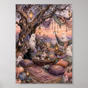 Whimsical Ghosts Tea Party Herbst Whimsigoth Kunst Poster