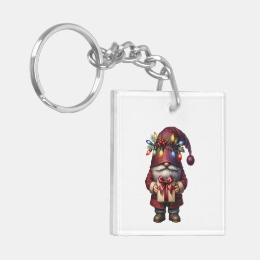 Whimsical Gift Giving Christmas Gnome Schlüsselanhänger (Vorderseite links)