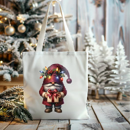 Whimsical Gift Giving Christmas Gnome Tragetasche