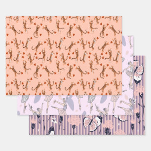Whimsical Gift Wrap für sie (Set von 3) Geschenkpapier Set