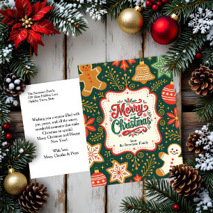 Whimsical Gingerbread Holly Weihnachtsgrüße Feiertagspostkarte