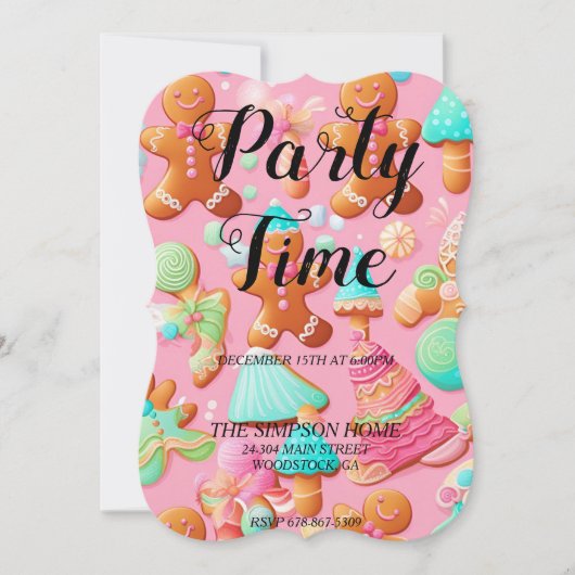 Whimsical Gingerbread Mann Weihnachtseinladung Einladung (Vorderseite)