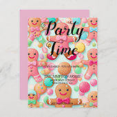 Whimsical Gingerbread Mann Weihnachtseinladung Einladung (Vorne/Hinten)