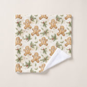 Whimsical Gingerbread & Pine Holiday Pattern Badhandtuch Set (Waschlappen)