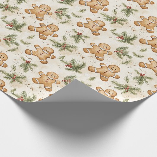 Whimsical Gingerbread & Pine Holiday Pattern Geschenkpapier (Ecke)
