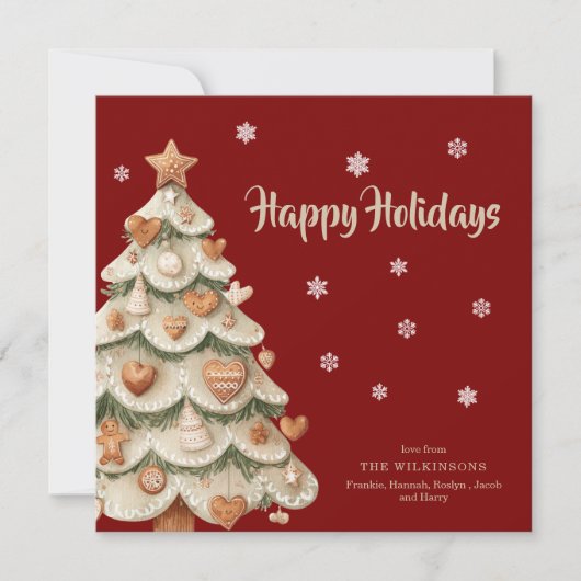 Whimsical Gingerbread Tree Holiday Greeting Card Einladung (Vorderseite)