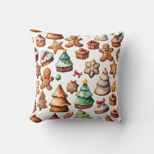 Whimsical Gingerbrett Muster Weihnachten Kein Foto Kissen