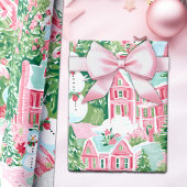 Whimsical Gingerbrett Pastel Pink Weihnachten Geschenkpapier