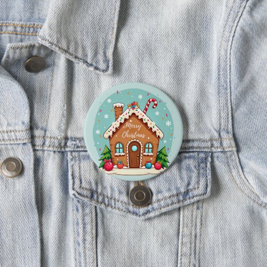 Whimsical Gingerbrett Weihnachtslandschaft im Haus Button (Beispiel)