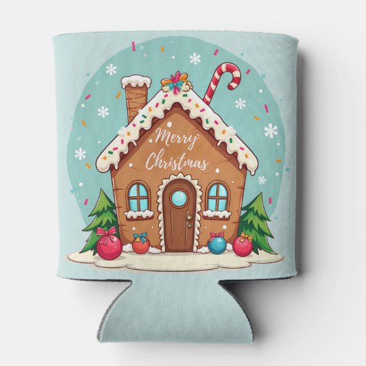 Whimsical Gingerbrett Weihnachtslandschaft im Haus Dosenkühler (Rückseite)