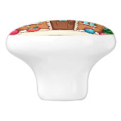 Whimsical Gingerbrett Weihnachtslandschaft im Haus Keramikknauf (Seitenansicht)