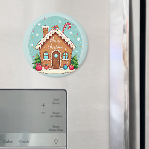 Whimsical Gingerbrett Weihnachtslandschaft im Haus Magnet