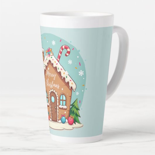 Whimsical Gingerbrett Weihnachtslandschaft im Haus Milchtasse (Rechte Ecke)