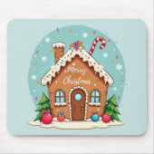 Whimsical Gingerbrett Weihnachtslandschaft im Haus Mousepad (Vorne)