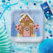 Whimsical Gingerbrot House Blue Paper Teller (Party)