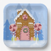 Whimsical Gingerbrot House Blue Paper Teller (Vorderseite)