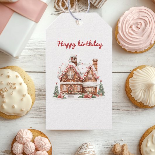 Whimsical Gingerbrot House Geburtstag Geschenkanhänger