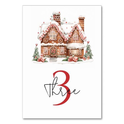 Whimsical Gingerbrot House Geburtstag Tischnummer (Rückseite)