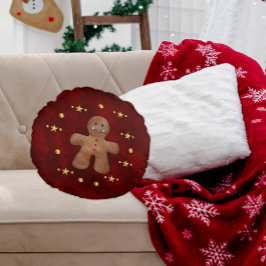 Whimsical Gingerbrot Mann Weihnachten Rundes Kissen