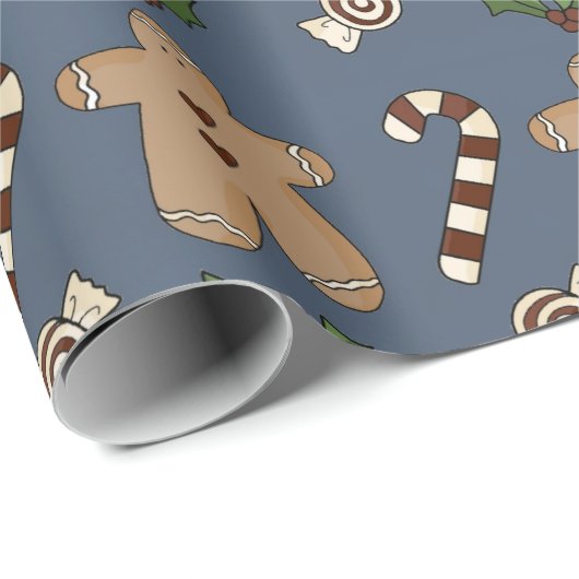 Whimsical Gingerbrot und Candy Canes Weihnachten Geschenkpapier (Rolleneckpunkt)