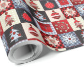 Whimsical Gingham Christmas Patchwork Quilt Geschenkpapier (Rolleneckpunkt)